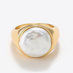Pearl 18K Gold-Plated Alloy Ring For Women